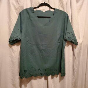 Casual Green Cut-Out Blouse